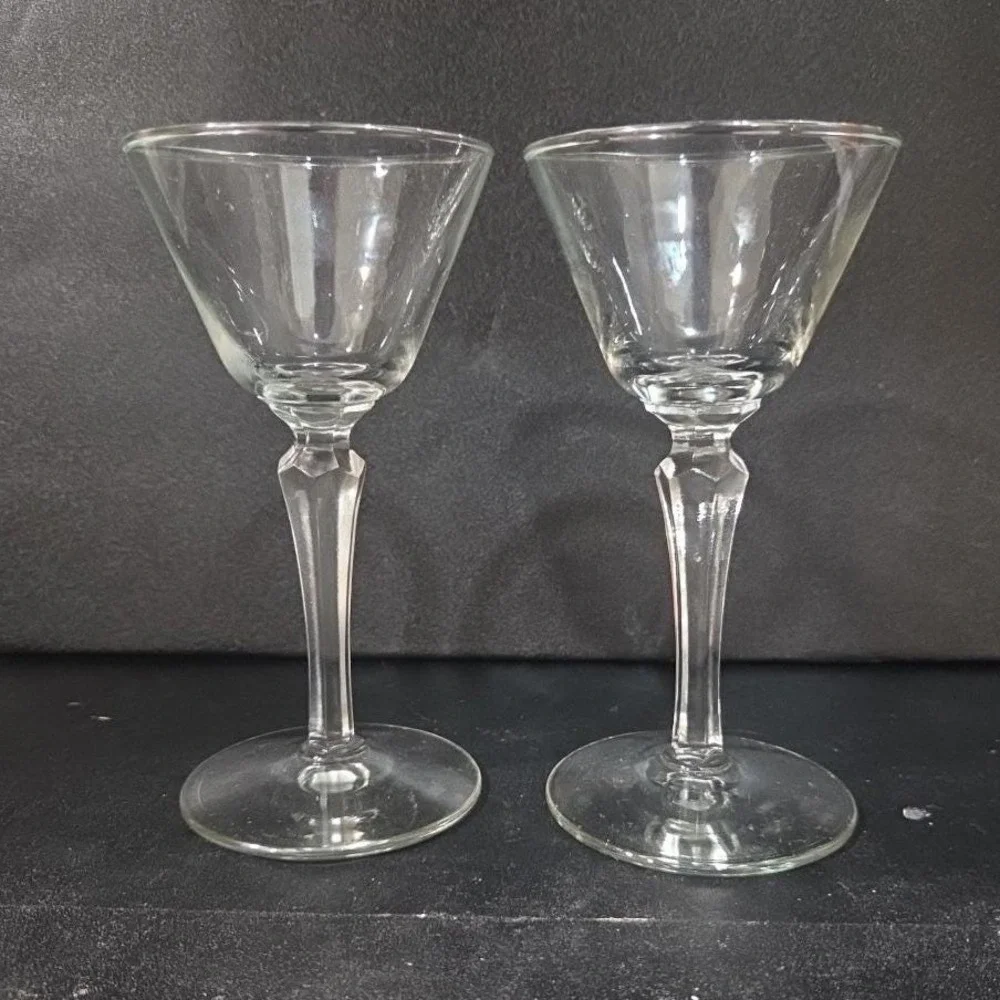 Libbey Faceted Stem Cocktail Glasses,‎ Set of 2, Vintage Replacement Stemware